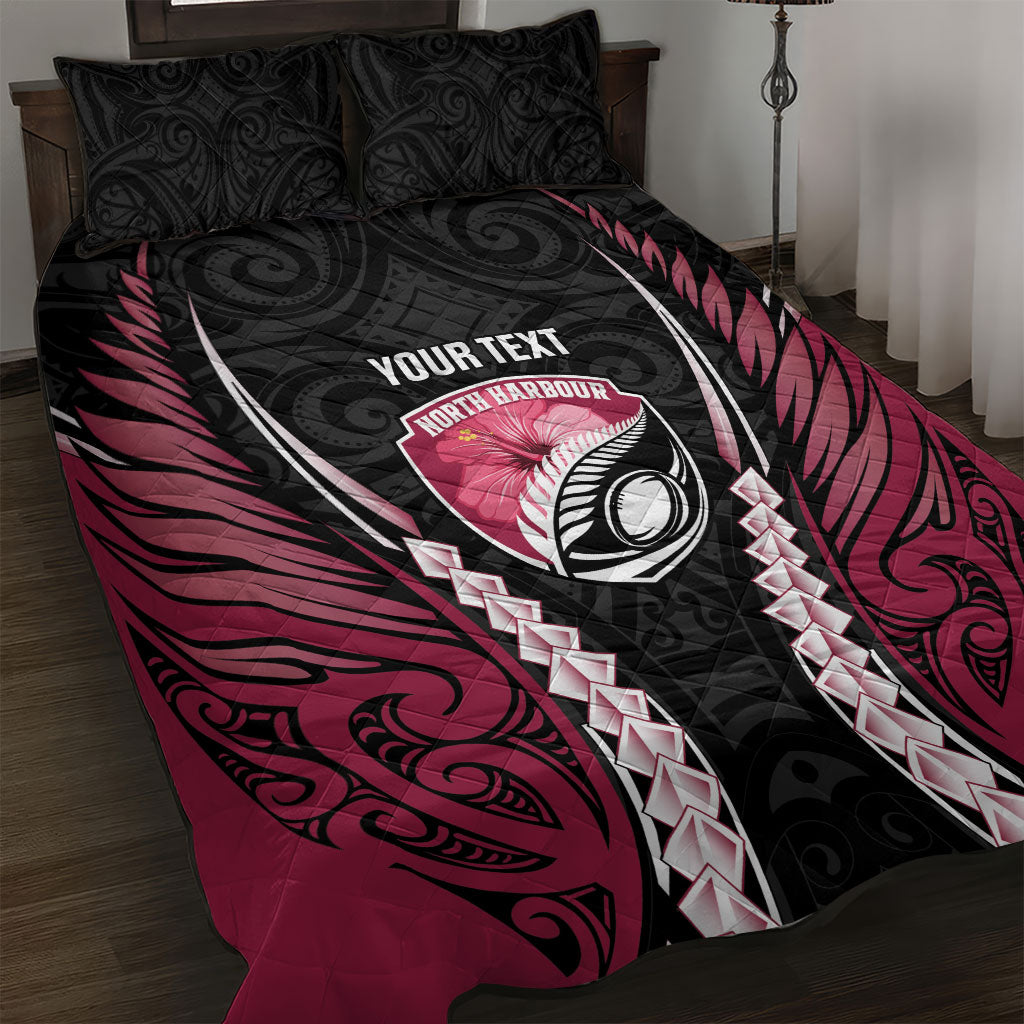 North Harbour 2026 Rugby Custom Quilt Bed Set NZ Maori Silver Fern LT14 Maroon - Polynesian Pride