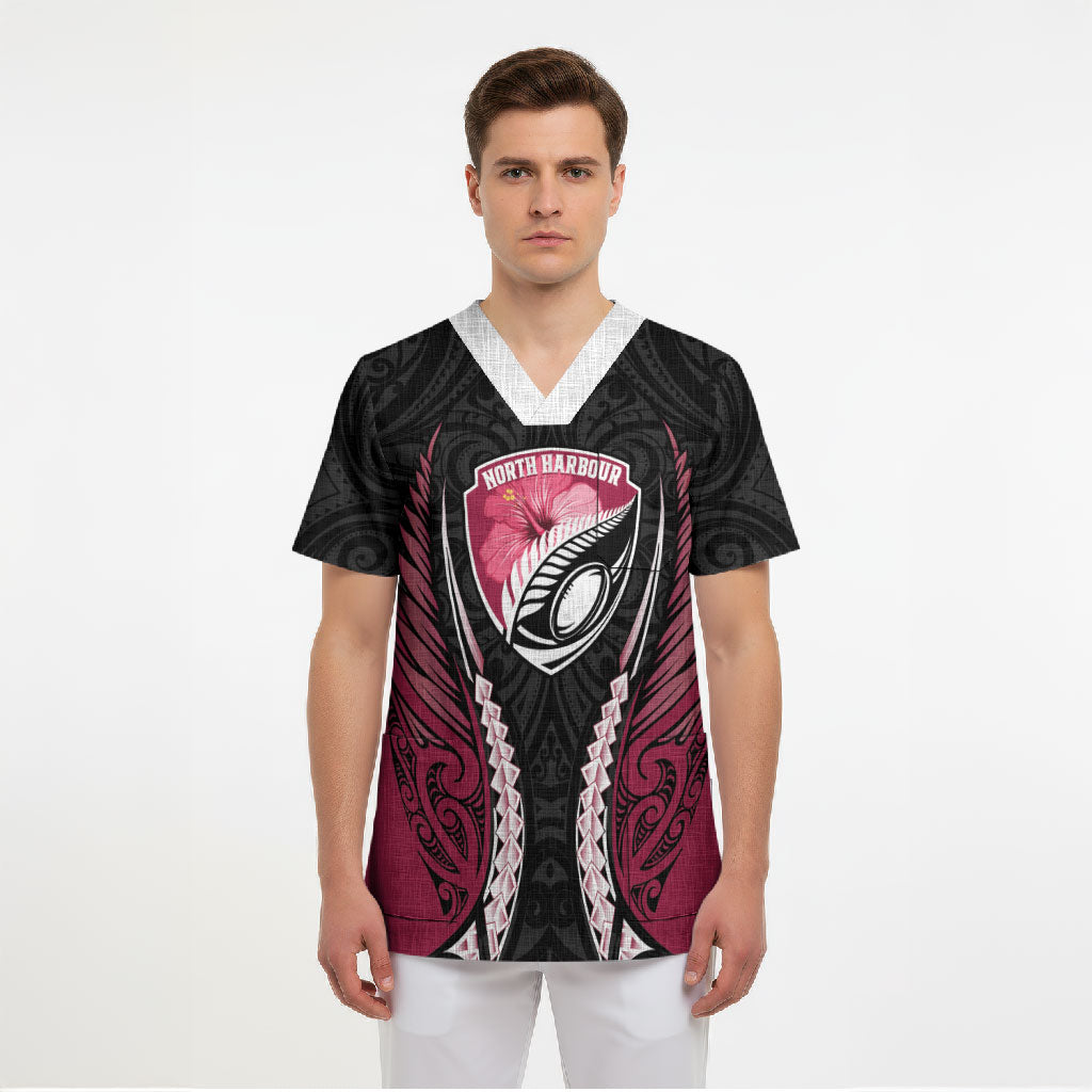 North Harbour 2026 Rugby Custom Scrub Top NZ Maori Silver Fern