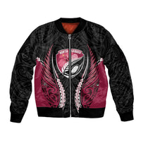 North Harbour 2026 Rugby Custom Sleeve Zip Bomber Jacket NZ Maori Silver Fern