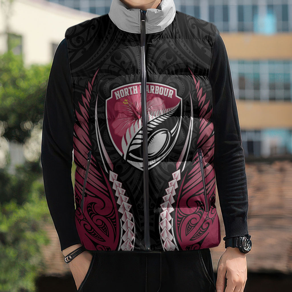 North Harbour 2026 Rugby Custom Sleeveless Puffer Jacket NZ Maori Silver Fern