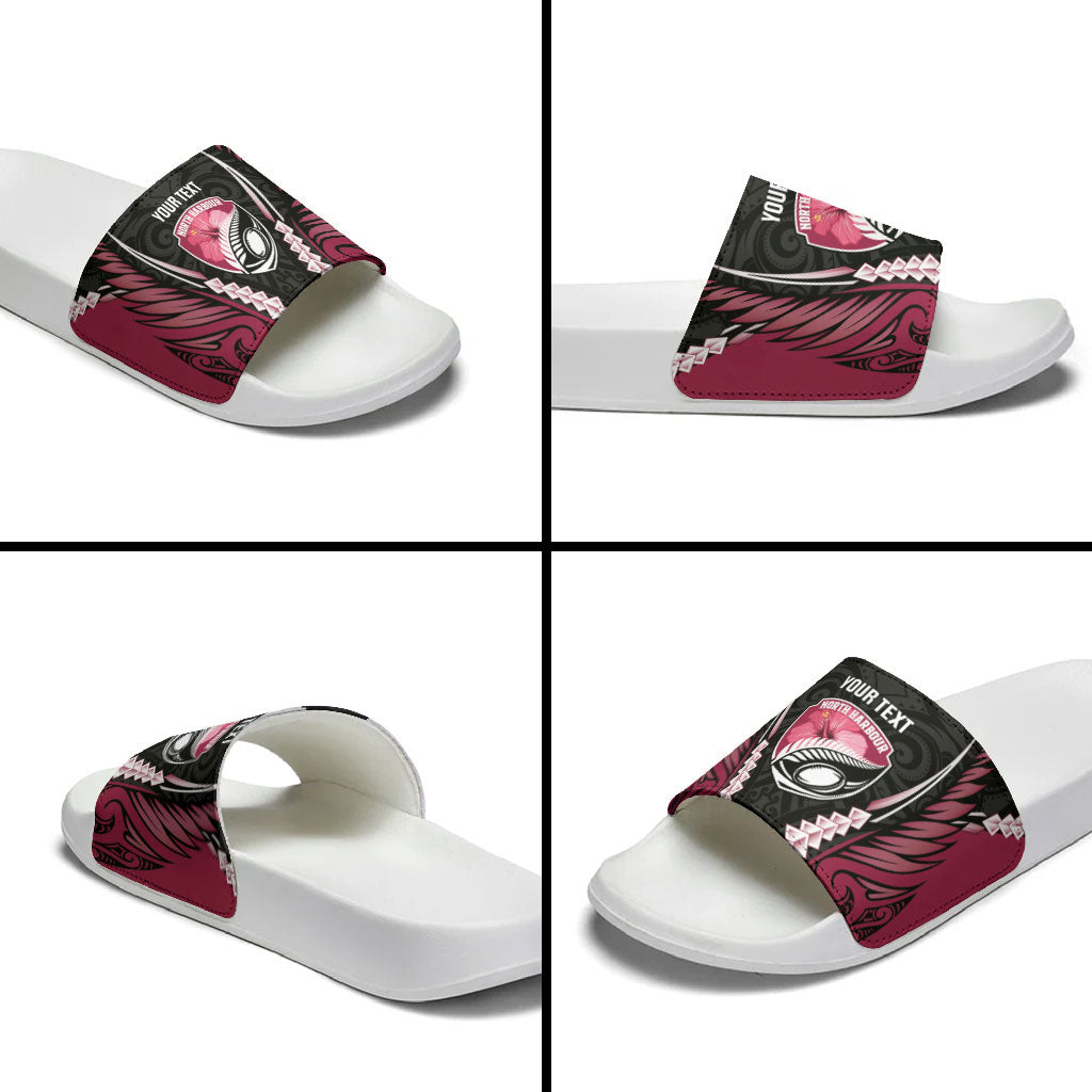 North Harbour 2026 Rugby Custom Slide Sandals NZ Maori Silver Fern