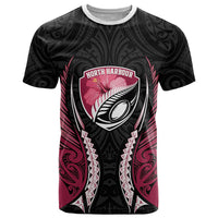 North Harbour 2026 Rugby Custom T Shirt NZ Maori Silver Fern LT14 Maroon - Polynesian Pride