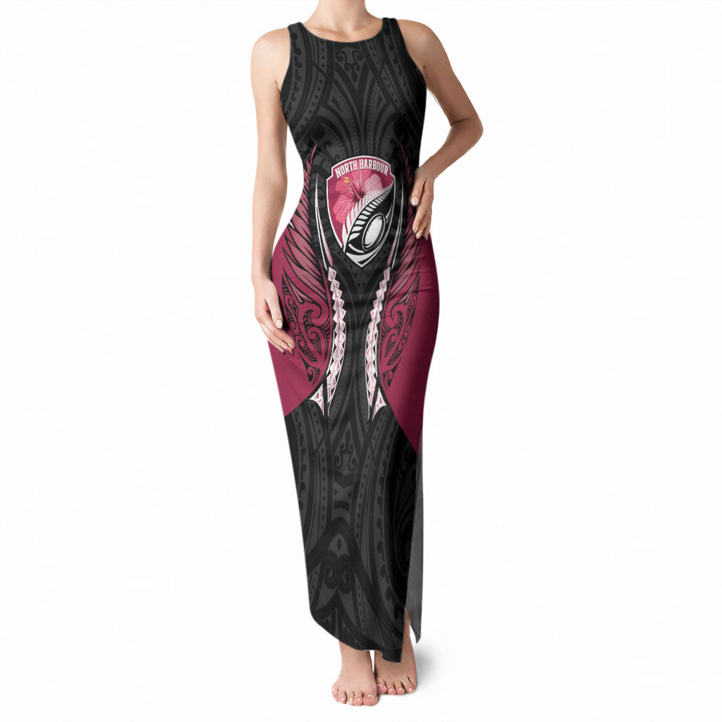 North Harbour 2026 Rugby Custom Tank Maxi Dress NZ Maori Silver Fern LT14 Women Maroon - Polynesian Pride