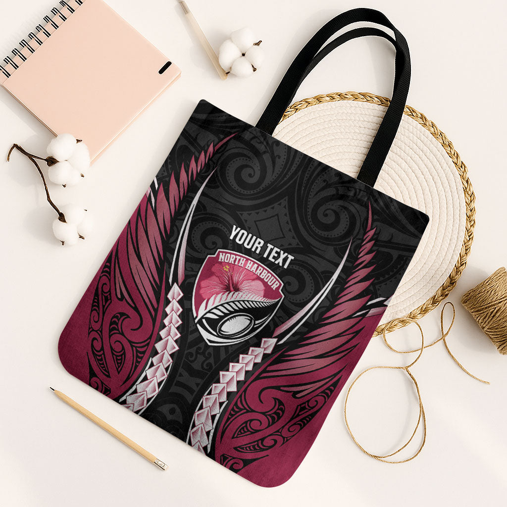 North Harbour 2026 Rugby Custom Tote Bag NZ Maori Silver Fern LT14 Black Strap One Size Maroon - Polynesian Pride