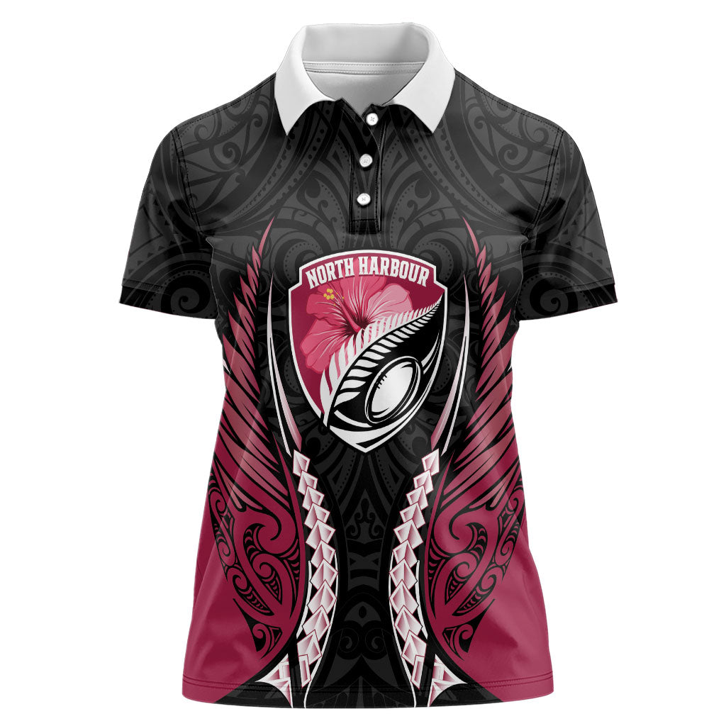 North Harbour 2026 Rugby Custom Women Polo Shirt NZ Maori Silver Fern LT14 Female Maroon - Polynesian Pride