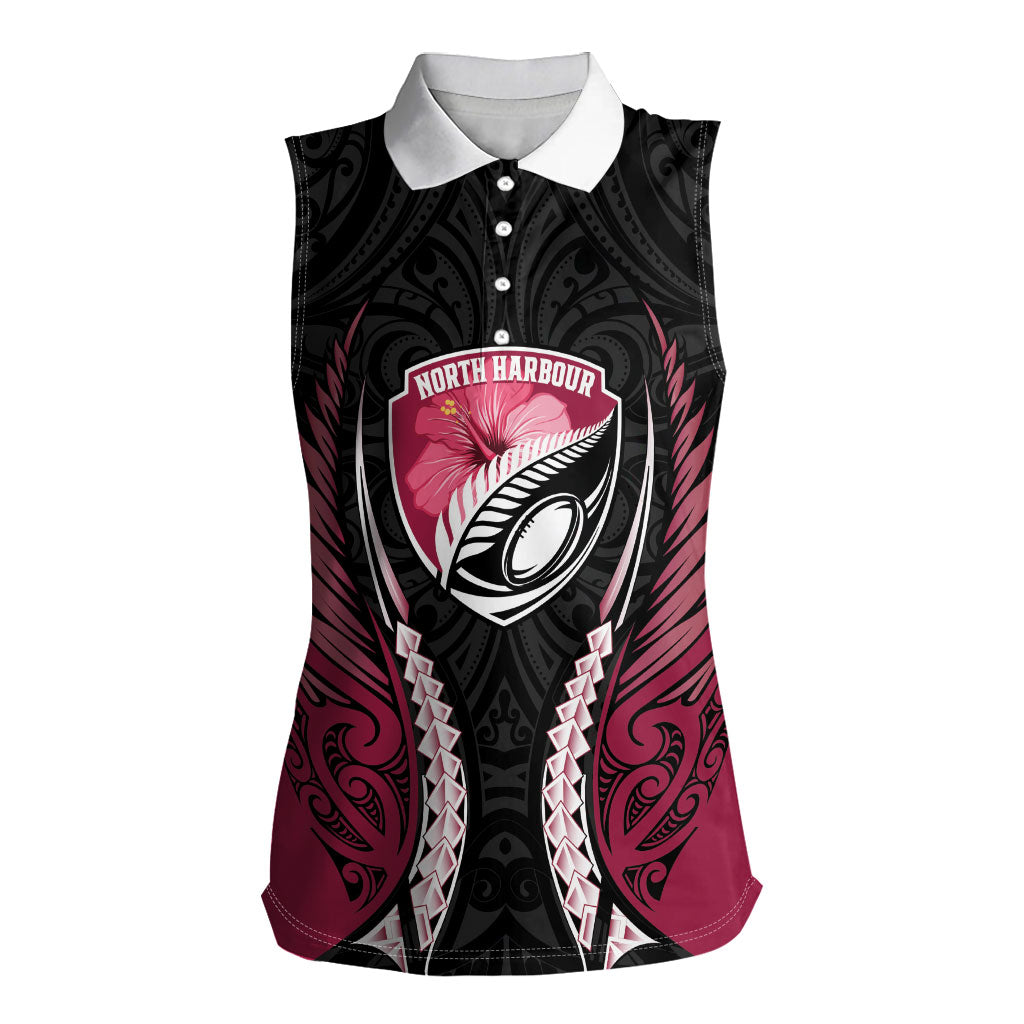 North Harbour 2026 Rugby Custom Women Sleeveless Polo Shirt NZ Maori Silver Fern LT14 Female Maroon - Polynesian Pride