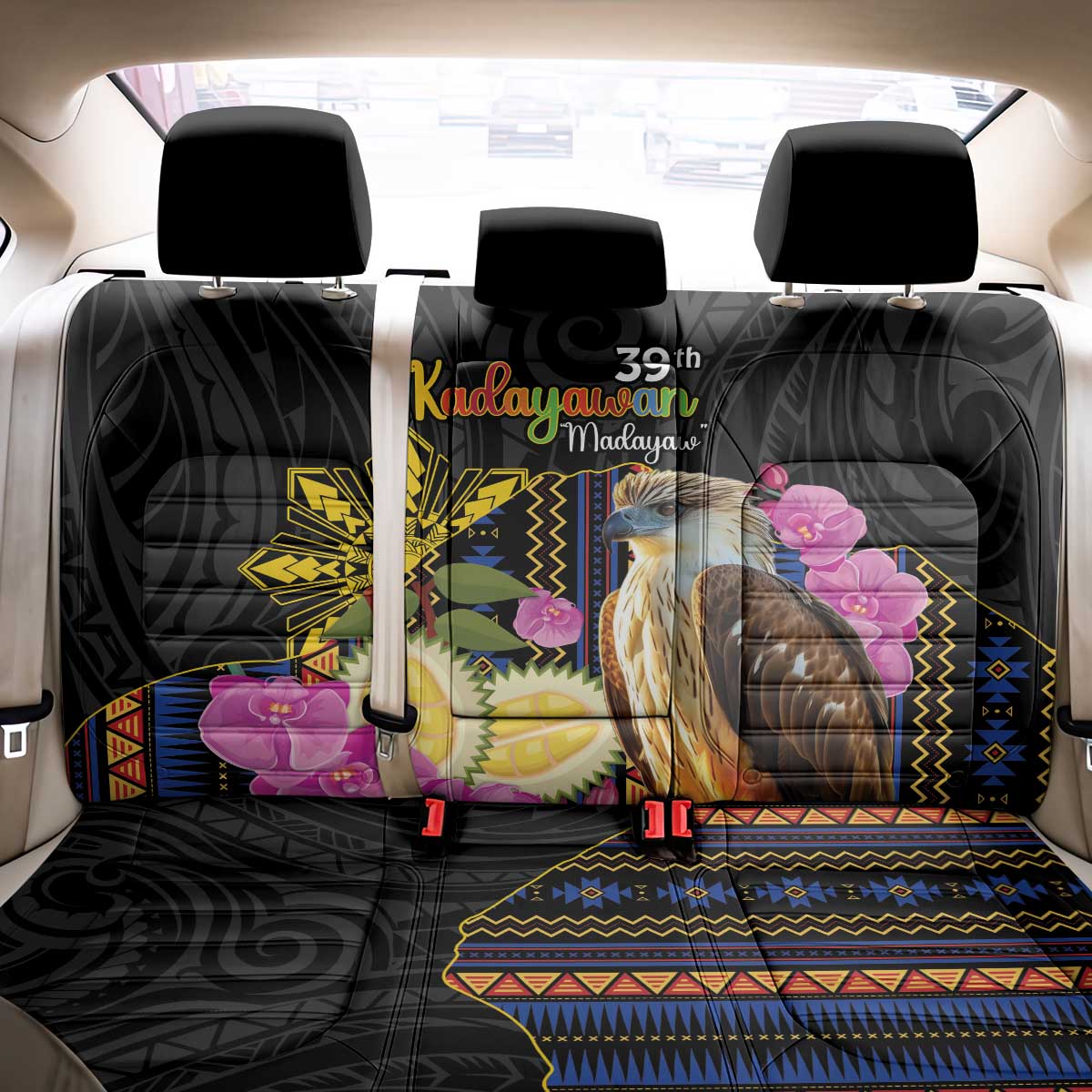 Kadayawan Philippines Back Car Seat Cover Filipino Eagle Happy 39th Anniversary LT14 - Polynesian Pride