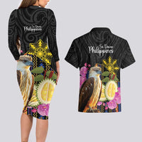 Kadayawan Philippines Couples Matching Long Sleeve Bodycon Dress and Hawaiian Shirt Filipino Eagle Happy 39th Anniversary LT14 - Polynesian Pride