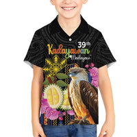Kadayawan Philippines Family Matching Long Sleeve Bodycon Dress and Hawaiian Shirt Filipino Eagle Happy 39th Anniversary LT14 Son's Shirt Black - Polynesian Pride