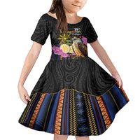 Kadayawan Philippines Family Matching Mermaid Dress and Hawaiian Shirt Filipino Eagle Happy 39th Anniversary LT14 Daughter's Dress Black - Polynesian Pride