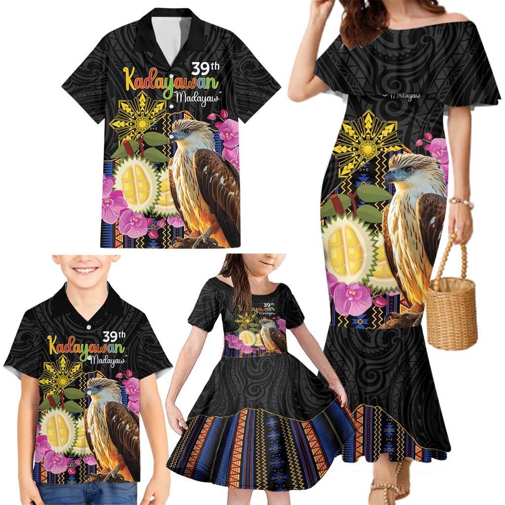 Kadayawan Philippines Family Matching Mermaid Dress and Hawaiian Shirt Filipino Eagle Happy 39th Anniversary LT14 - Polynesian Pride