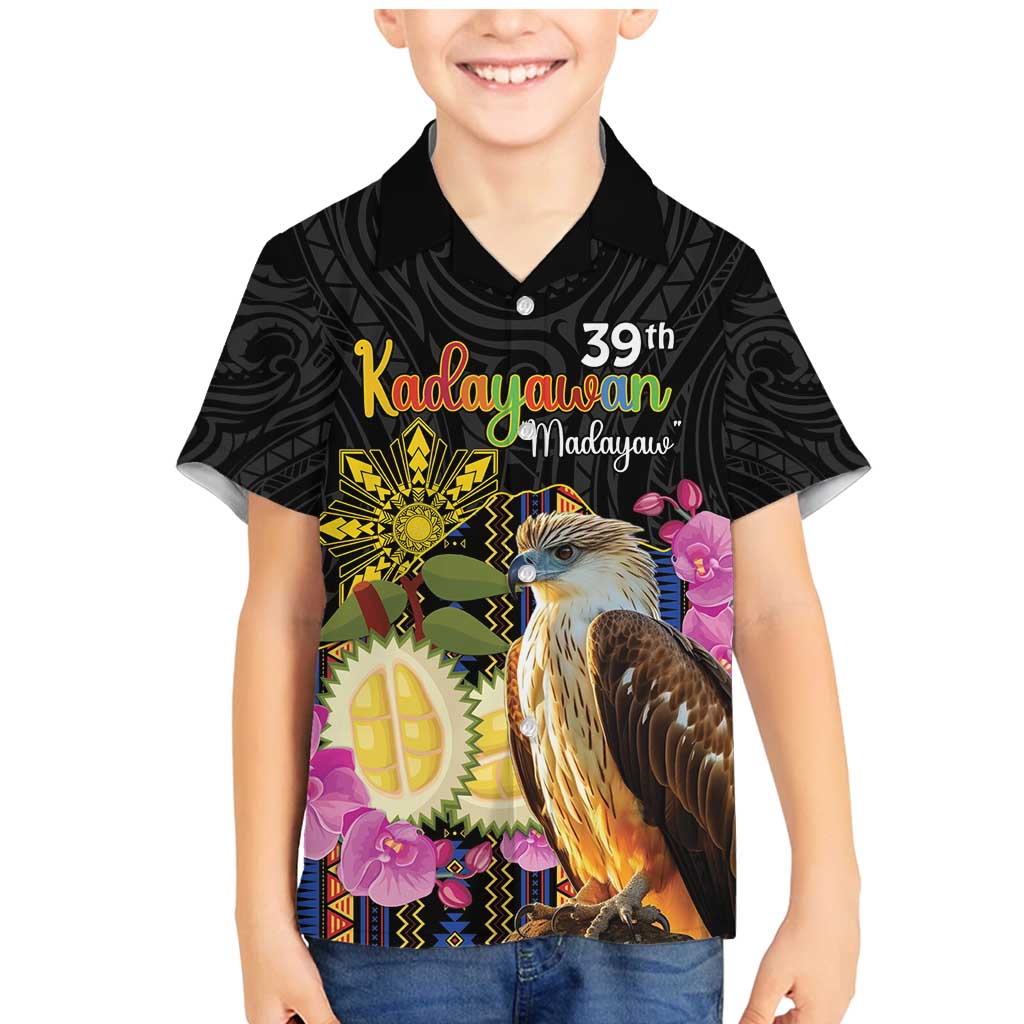 Kadayawan Philippines Family Matching Mermaid Dress and Hawaiian Shirt Filipino Eagle Happy 39th Anniversary LT14 Son's Shirt Black - Polynesian Pride