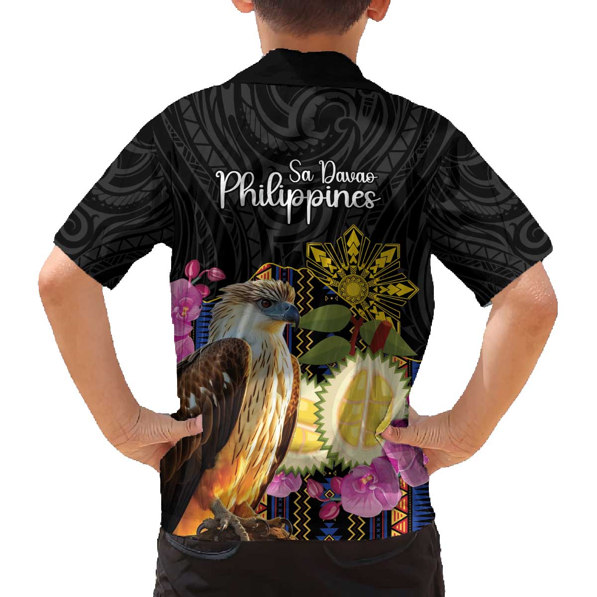 Kadayawan Philippines Family Matching Off The Shoulder Long Sleeve Dress and Hawaiian Shirt Filipino Eagle Happy 39th Anniversary LT14 - Polynesian Pride