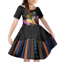 Kadayawan Philippines Family Matching Off Shoulder Maxi Dress and Hawaiian Shirt Filipino Eagle Happy 39th Anniversary LT14 Daughter's Dress Black - Polynesian Pride