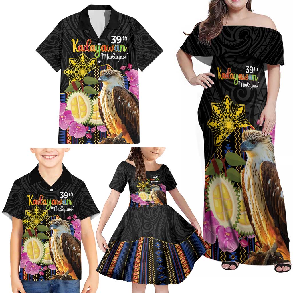 Kadayawan Philippines Family Matching Off Shoulder Maxi Dress and Hawaiian Shirt Filipino Eagle Happy 39th Anniversary LT14 - Polynesian Pride