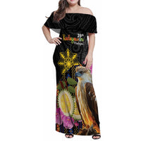Kadayawan Philippines Family Matching Off Shoulder Maxi Dress and Hawaiian Shirt Filipino Eagle Happy 39th Anniversary LT14 Mom's Dress Black - Polynesian Pride