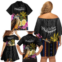 Kadayawan Philippines Family Matching Off Shoulder Short Dress and Hawaiian Shirt Filipino Eagle Happy 39th Anniversary LT14 - Polynesian Pride