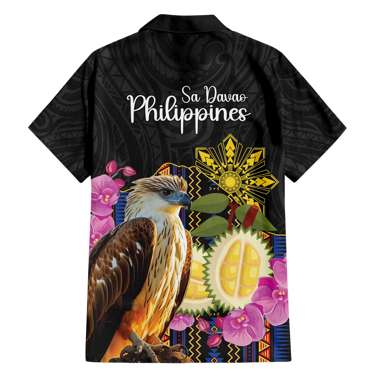 Kadayawan Philippines Family Matching Off Shoulder Short Dress and Hawaiian Shirt Filipino Eagle Happy 39th Anniversary LT14 - Polynesian Pride