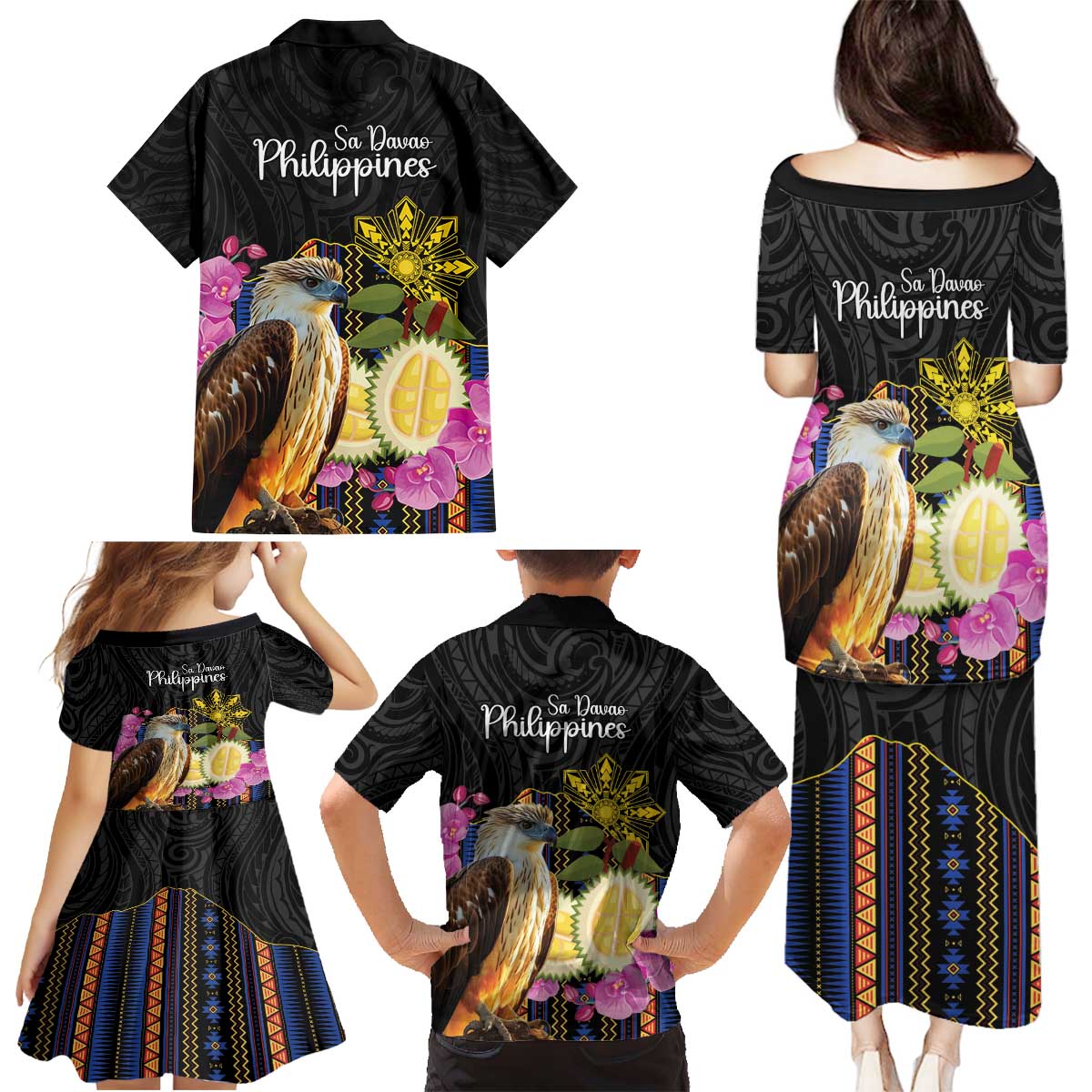 Kadayawan Philippines Family Matching Puletasi and Hawaiian Shirt Filipino Eagle Happy 39th Anniversary LT14 - Polynesian Pride