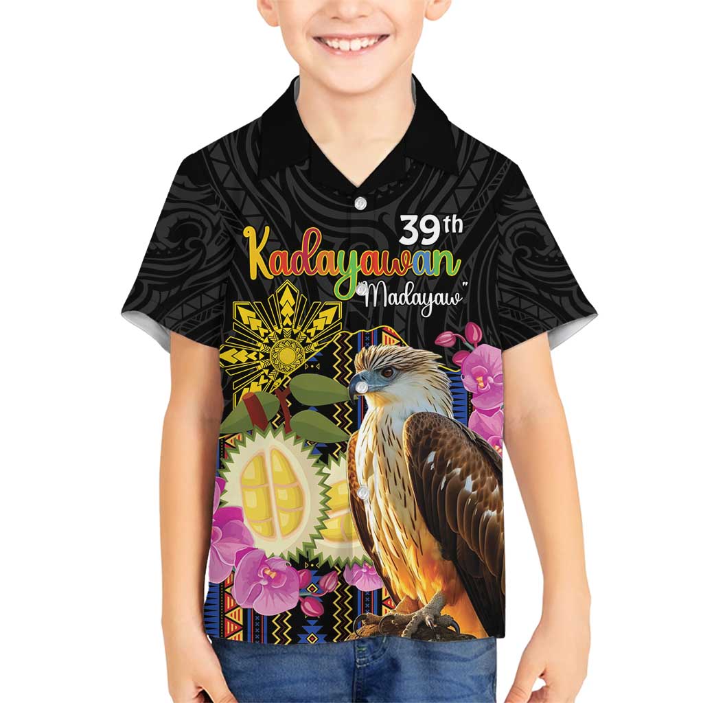 Kadayawan Philippines Family Matching Summer Maxi Dress and Hawaiian Shirt Filipino Eagle Happy 39th Anniversary LT14 Son's Shirt Black - Polynesian Pride