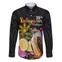 Kadayawan Philippines Family Matching Tank Maxi Dress and Hawaiian Shirt Filipino Eagle Happy 39th Anniversary LT14 Dad's Shirt - Long Sleeve Black - Polynesian Pride