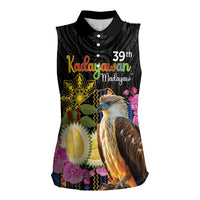 Kadayawan Philippines Women Sleeveless Polo Shirt Filipino Eagle Happy 39th Anniversary LT14 Female Black - Polynesian Pride