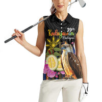 Kadayawan Philippines Women Sleeveless Polo Shirt Filipino Eagle Happy 39th Anniversary LT14 - Polynesian Pride