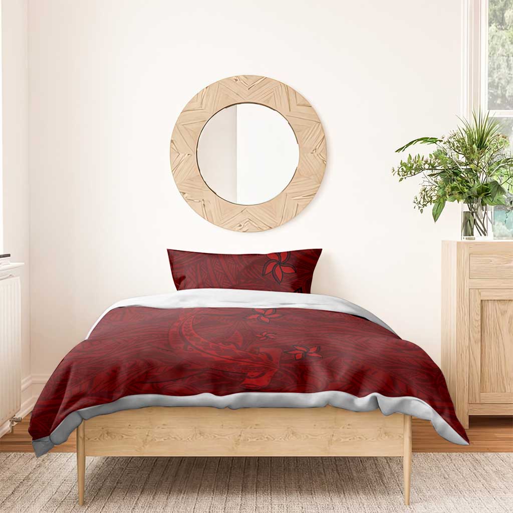 Oxblood Polynesia Bedding Set Hawaiian Tribal Hammerhead Shark Tattoo