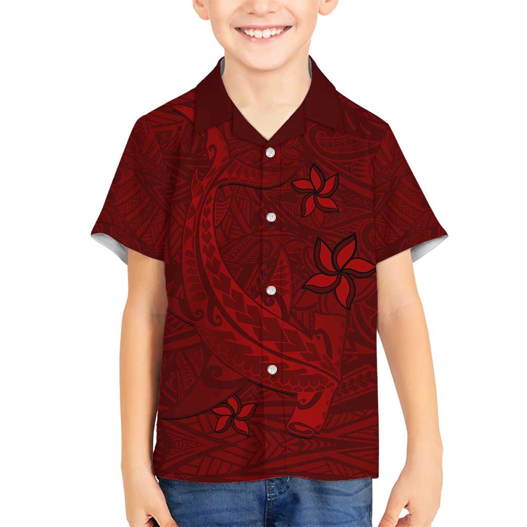 Oxblood Polynesia Family Matching Long Sleeve Bodycon Dress and Hawaiian Shirt Hawaiian Tribal Hammerhead Shark Tattoo LT14 Son's Shirt Oxblood - Polynesian Pride