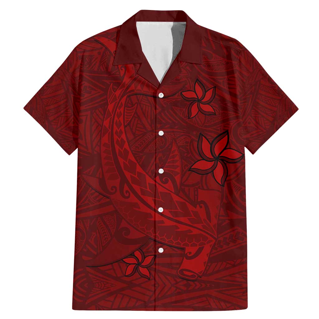 Oxblood Polynesia Family Matching Mermaid Dress and Hawaiian Shirt Hawaiian Tribal Hammerhead Shark Tattoo LT14 Dad's Shirt - Short Sleeve Oxblood - Polynesian Pride