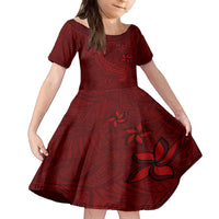 Oxblood Polynesia Family Matching Off The Shoulder Long Sleeve Dress and Hawaiian Shirt Hawaiian Tribal Hammerhead Shark Tattoo LT14 Daughter's Dress Oxblood - Polynesian Pride