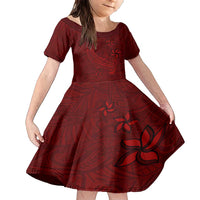 Oxblood Polynesia Family Matching Short Sleeve Bodycon Dress and Hawaiian Shirt Hawaiian Tribal Hammerhead Shark Tattoo LT14 Daughter's Dress Oxblood - Polynesian Pride