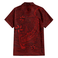 Oxblood Polynesia Family Matching Short Sleeve Bodycon Dress and Hawaiian Shirt Hawaiian Tribal Hammerhead Shark Tattoo LT14 - Polynesian Pride