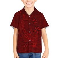 Oxblood Polynesia Family Matching Short Sleeve Bodycon Dress and Hawaiian Shirt Hawaiian Tribal Hammerhead Shark Tattoo LT14 Son's Shirt Oxblood - Polynesian Pride