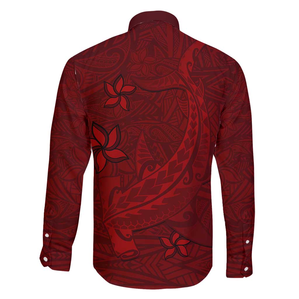 Oxblood Polynesia Family Matching Summer Maxi Dress and Hawaiian Shirt Hawaiian Tribal Hammerhead Shark Tattoo LT14 - Polynesian Pride