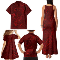 Oxblood Polynesia Family Matching Tank Maxi Dress and Hawaiian Shirt Hawaiian Tribal Hammerhead Shark Tattoo LT14 - Polynesian Pride