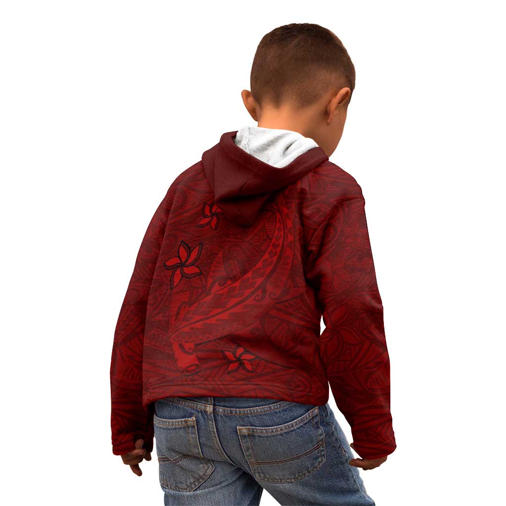 Oxblood Polynesia Kid Hoodie Hawaiian Tribal Hammerhead Shark Tattoo LT14 - Polynesian Pride