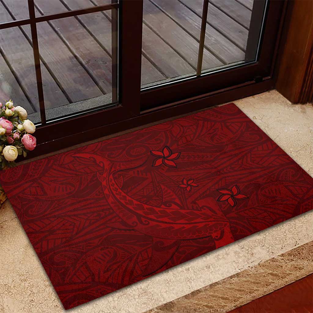 Oxblood Polynesia Rubber Doormat Hawaiian Tribal Hammerhead Shark Tattoo