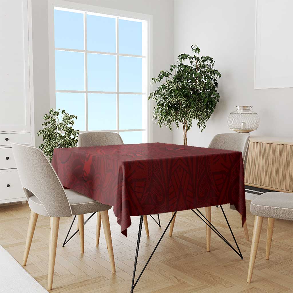 Oxblood Polynesia Tablecloth Hawaiian Tribal Hammerhead Shark Tattoo