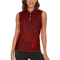 Oxblood Polynesia Women Sleeveless Polo Shirt Hawaiian Tribal Hammerhead Shark Tattoo LT14 - Polynesian Pride