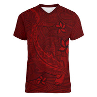 Oxblood Polynesia Women V-Neck T-Shirt Hawaiian Tribal Hammerhead Shark Tattoo LT14 Female Oxblood - Polynesian Pride