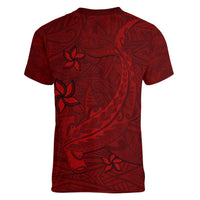 Oxblood Polynesia Women V-Neck T-Shirt Hawaiian Tribal Hammerhead Shark Tattoo LT14 - Polynesian Pride