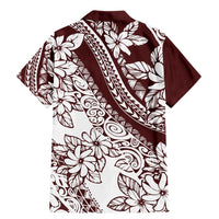 Polynesian Tropical Flowers Oxblood Color Family Matching Mermaid Dress and Hawaiian Shirt LT14 - Polynesian Pride