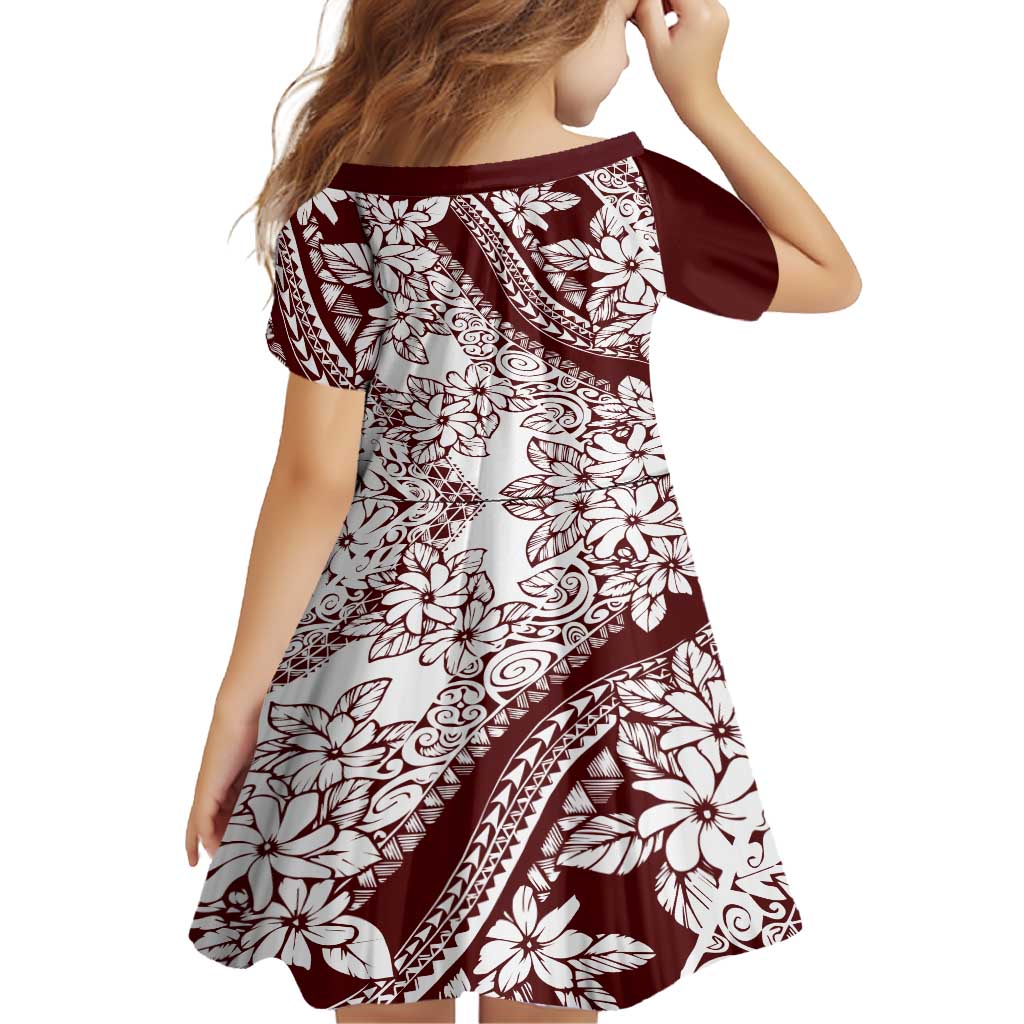 Polynesian Tropical Flowers Oxblood Color Family Matching Summer Maxi Dress and Hawaiian Shirt LT14 - Polynesian Pride