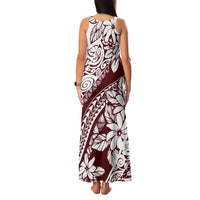 Polynesian Tropical Flowers Oxblood Color Family Matching Tank Maxi Dress and Hawaiian Shirt LT14 - Polynesian Pride