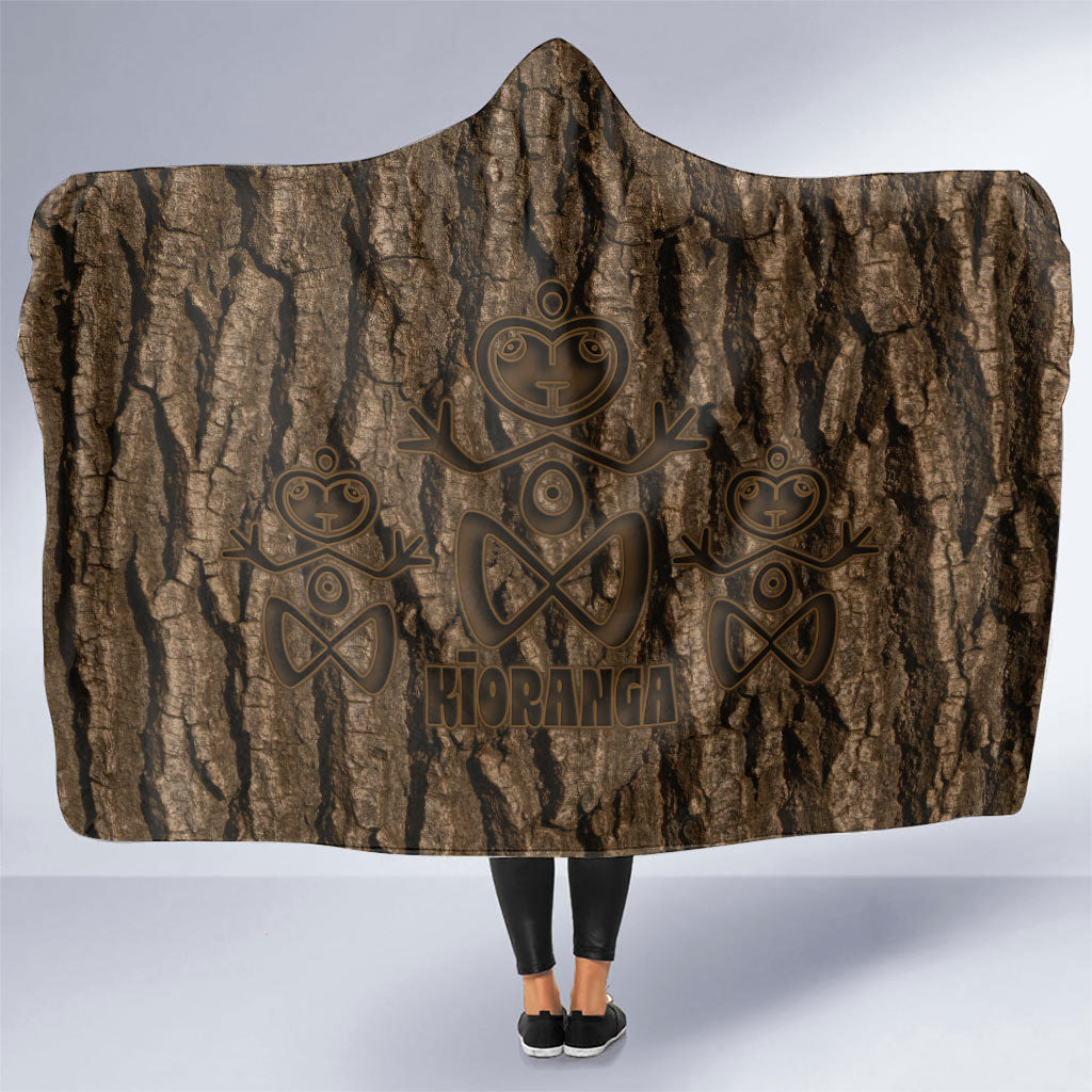 Kioranga Moriori New Zealand Hooded Blanket Kopi Rakau Carving Art LT14 One Size Brown - Polynesian Pride