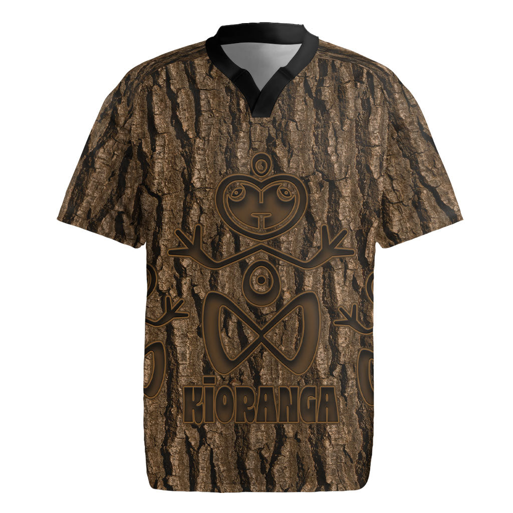 Kioranga Moriori New Zealand Rugby Jersey Kopi Rakau Carving Art LT14 Brown - Polynesian Pride