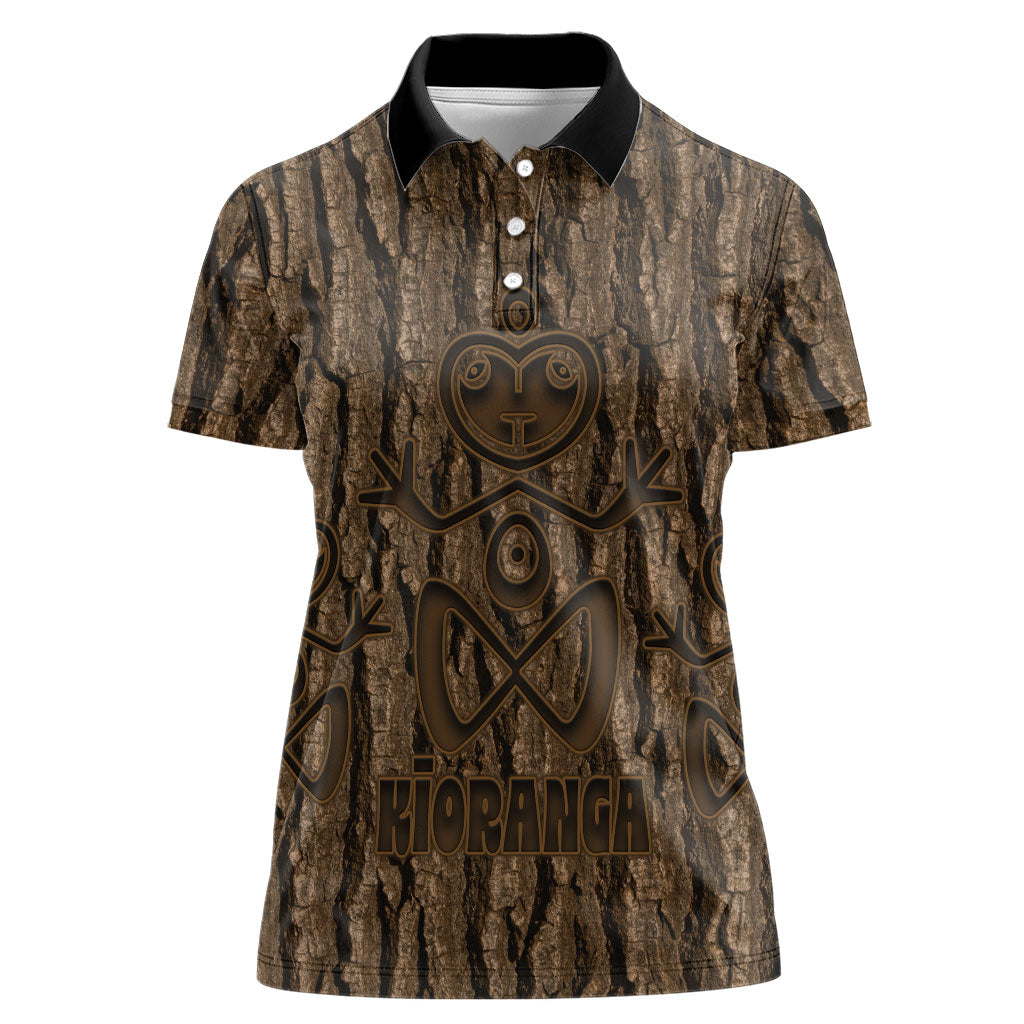 Kioranga Moriori New Zealand Women Polo Shirt Kopi Rakau Carving Art LT14 Female Brown - Polynesian Pride