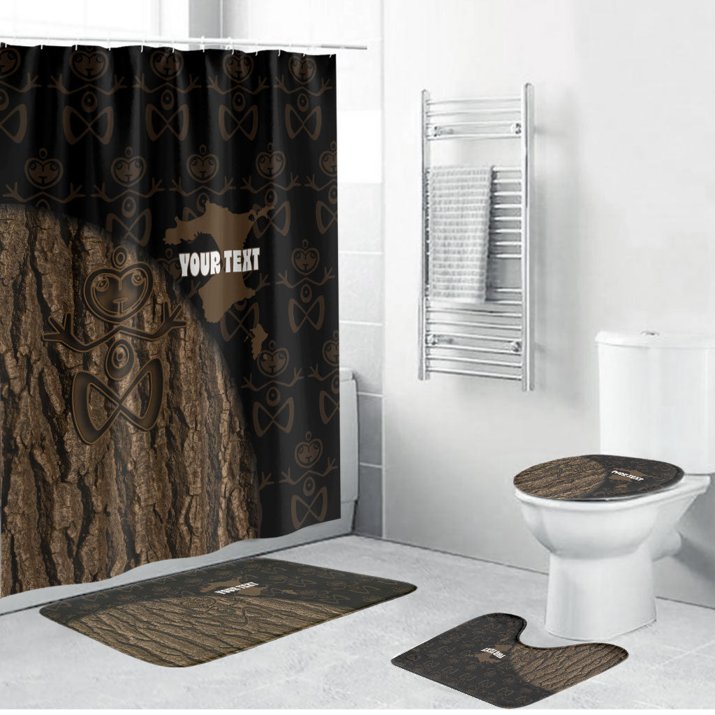 Moriori Kekoru New Zealand Personalised Bathroom Set Kopi Rakau Carving Chatham Islands Map LT14 Bathroom Set (4 pcs) Black - Polynesian Pride