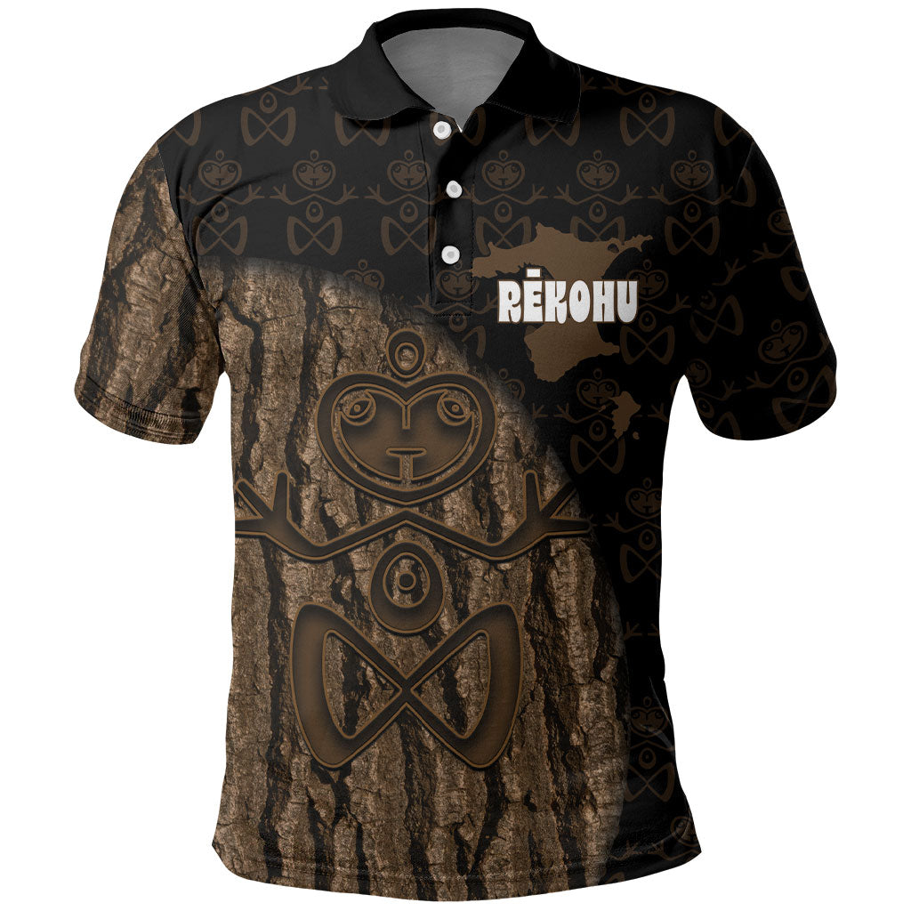 Moriori Kekoru New Zealand Personalised Polo Shirt Kopi Rakau Carving Chatham Islands Map LT14 Black - Polynesian Pride